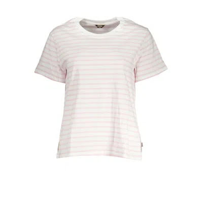 K-way Chic White Contrast Detail Tee In Pink