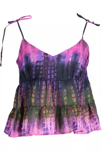 Desigual Vibrant Tank Top With Contrasting Women's Details In Purple