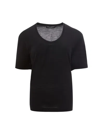 Dolce & Gabbana Black Wool Regular Fit T-shirt