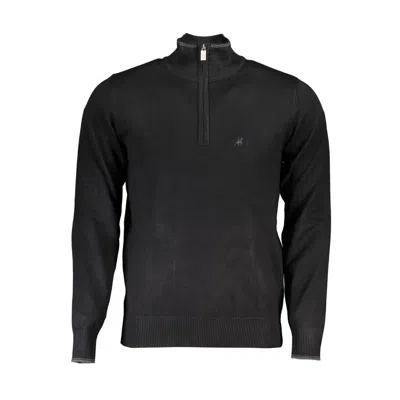 U.s. Grand Polo Elegant Half Zip Sweater With Contrast Details In Black