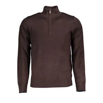 U.s. Grand Polo Elegant Half Zip Sweater With Embroidery In Brown