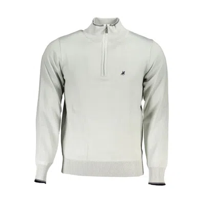 U.s. Grand Polo Elegant Half Zip Sweater With Contrast Details In Grey