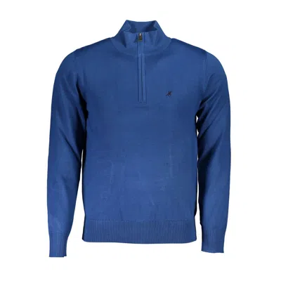 U.s. Grand Polo Elegant Half-zip Embroidered Blue Sweater