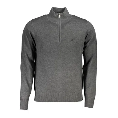 U.s. Grand Polo Elegant Half-zip Sweater With Embroidery Detail In Grey
