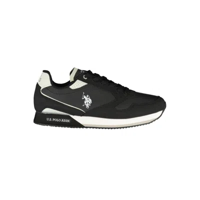 U.s. Polo Assn Elegant Lace-up Trainers With Contrast Details In Black