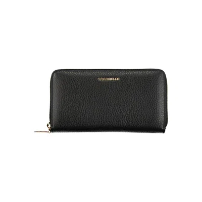 Coccinelle Elegant Leather Wallet With Multiple Compartments In Black