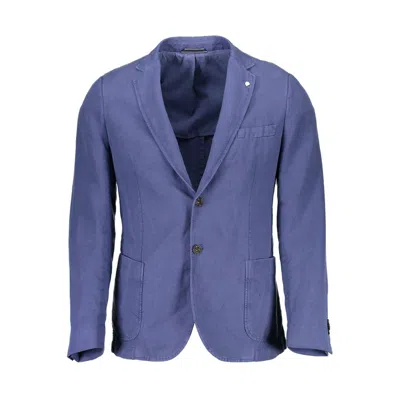 Gant Ele Long Sleeved Cotton-linen Jacket In Blue