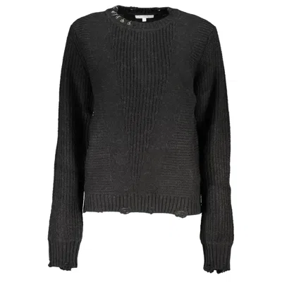 Patrizia Pepe Elegant Long-sleeved Crew Neck Sweater With Logo In Black