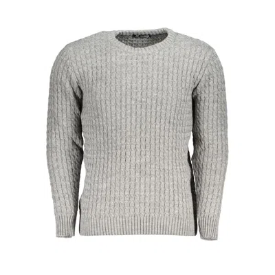 U.s. Grand Polo Elegant Long-sleeved Twisted Crew Neck Sweater In Grey