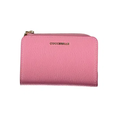 Coccinelle Elegant Pink Leather Wallet With Multiple Compartments