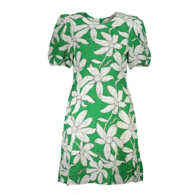 Desigual Elegant Short Sleeve Patterned Dress In Green