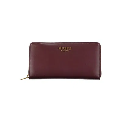 Guess Jeans Elegant Triple Compartment Purple Wallet In Burgundy