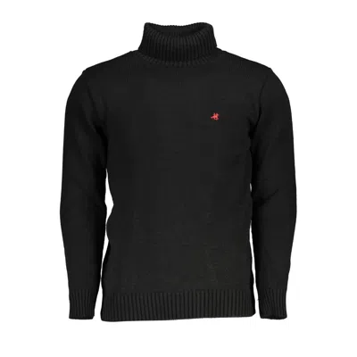 U.s. Grand Polo Elegant Turtleneck Embroidered Sweater In Black
