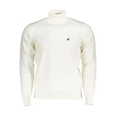 U.s. Grand Polo Elegant Turtleneck Sweater With Embroidered Logo In White