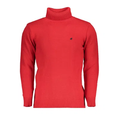 U.s. Grand Polo Elegant Turtleneck Sweater With Embroidery Detail In Red