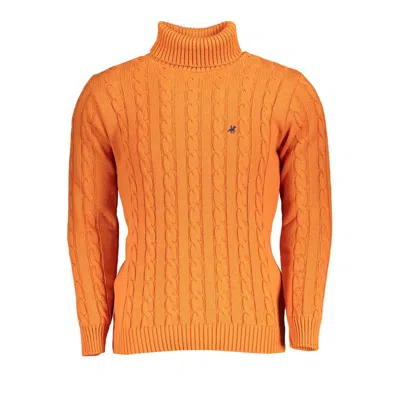 U.s. Grand Polo Elegant Turtleneck Twisted Neck Sweater In Orange