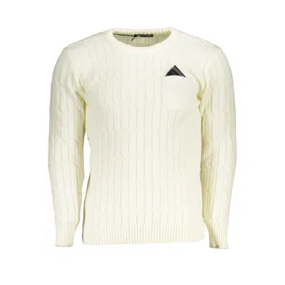 U.s. Grand Polo Elegant Twisted Crew Neck Sweater In White In Yellow