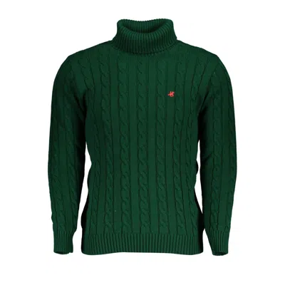 U.s. Grand Polo Elegant Twisted Turtleneck Sweater In Green