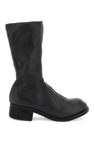 Guidi Front Zip Leather Boots In Nero