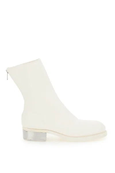 Guidi Leather Ankle Boots In Bianco