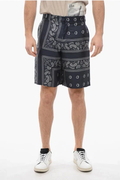 Dior Silk Shorts With Bandana Print In Blue