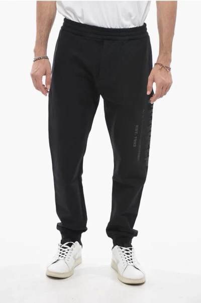 Alexander Mcqueen Logo-print Cotton Track Trousers In Black