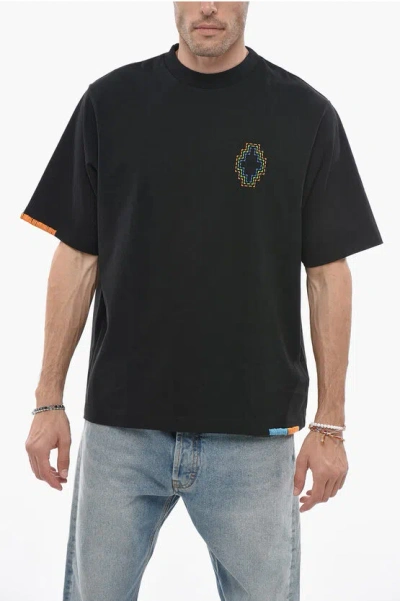 Marcelo Burlon County Of Milan Stitch Cross Cotton T-shirt In Schwarz