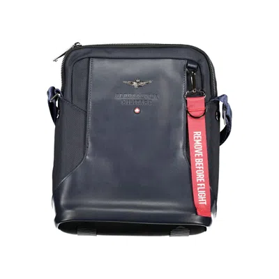 Aeronautica Militare Sleek Blue Shoulder Bag With Practical Compartments