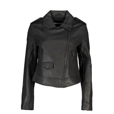 Desigual Sleek Long Sleeve Sports Jacket With Contrast Details In Black