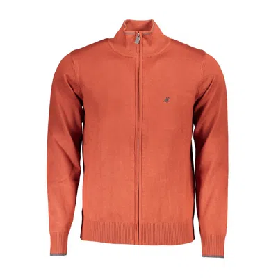 U.s. Grand Polo Sleek Long Sleeve Zip Cardigan With Embroidery In Orange