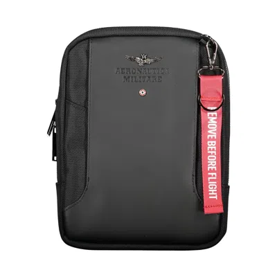 Aeronautica Militare Sophisticated Black Shoulder Bag With Posh Detailing