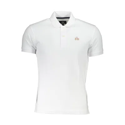 La Martina Sophisticated Slim Fit Polo With Contrast Details In White