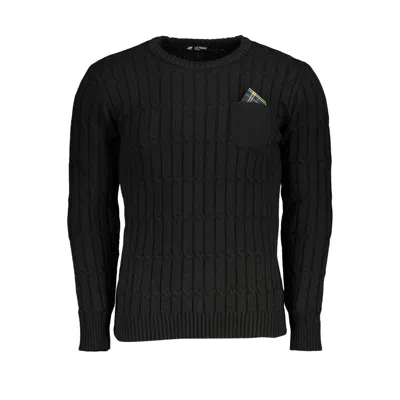U.s. Grand Polo Twisted Crew Neck Sweater With Contrast Details In Black