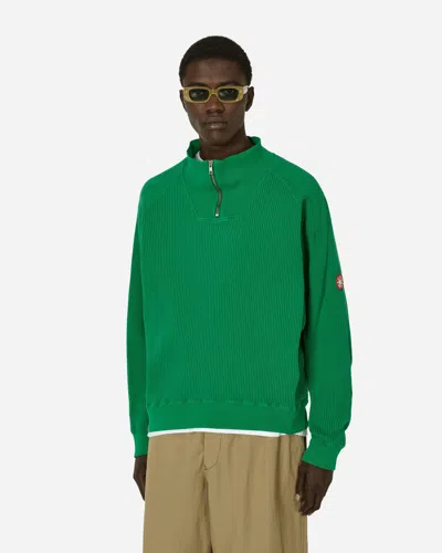 Cav Empt Overdye Wide Rib Cut Half Zip Sweatshirt In Green