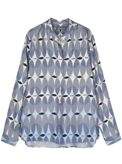 Lorena Antoniazzi Monogram-pattern Silk Shirt In Grey