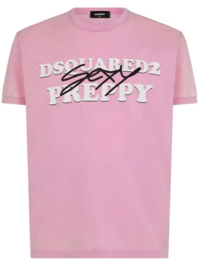 Dsquared2 Logo印花棉t恤 In Pink
