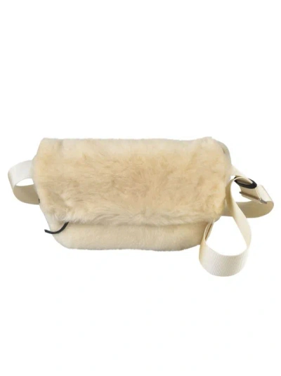 Jil Sander Fur Coated Shoulder Bag In Neutrals