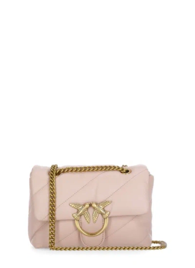 Pinko Love Mini Puff Logo Plaque Shoulder Bag In Neutrals