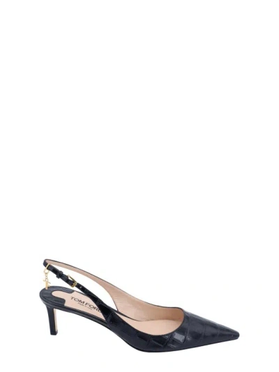 Tom Ford Angelina Charm Leather Slingback Pumps In Black