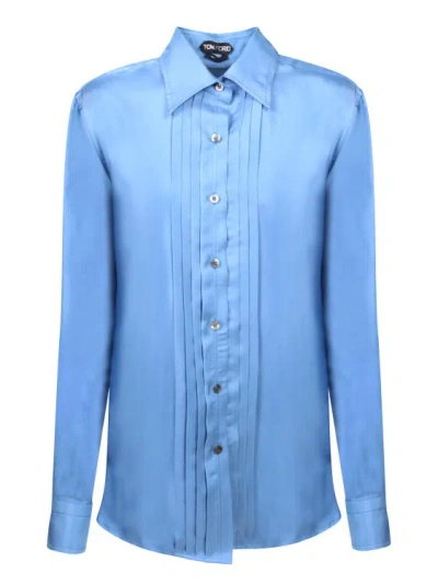 Tom Ford Silk-blend Shirt In Blue