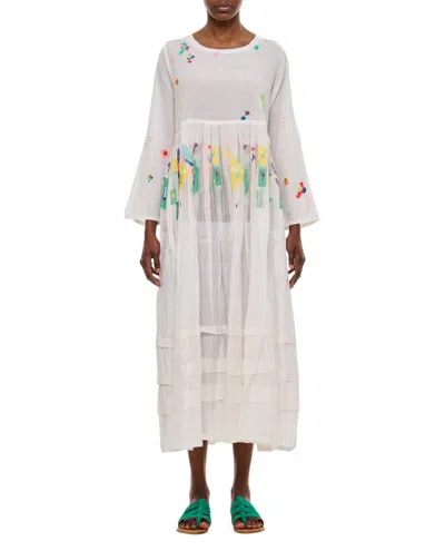 Injiri Cotton Midi Dress In White
