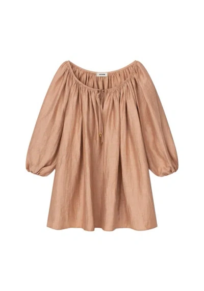 Aeron Linen-blend Blossom Dress In Brown