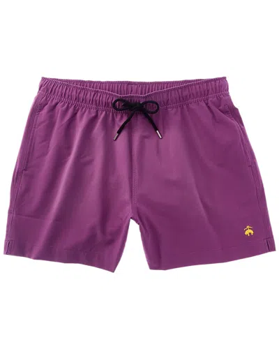 Brooks Brothers Solid Swim Trunk In Pink