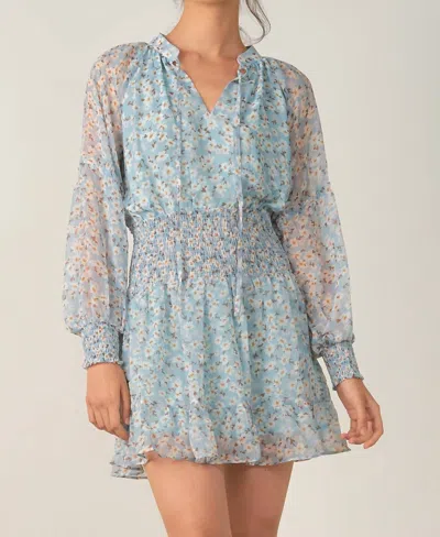 Elan Smock Waist Dress In Blue