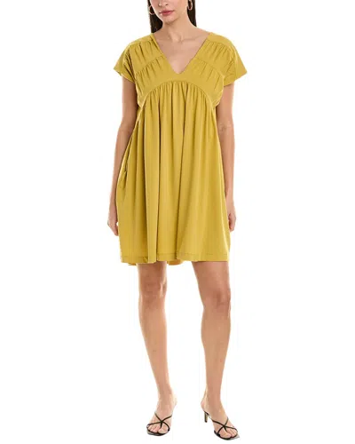 Alpha Studio Shirred Mini Dress In Yellow