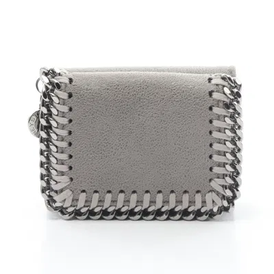 Stella Mccartney Falabella Mini Wallet Trifold Wallet Fake Leather Gray In Grey