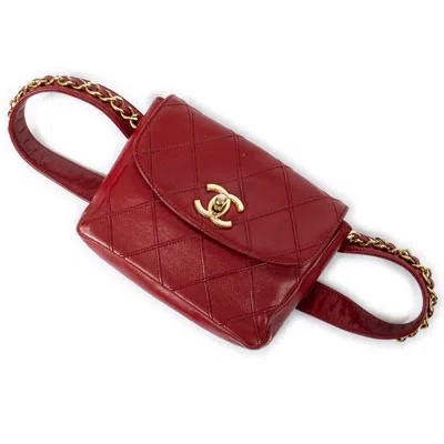 Pre-owned Chanel Cc Belt Bag Flap In Red