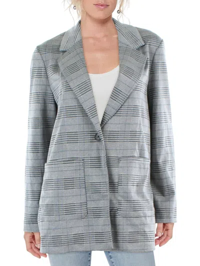 Sanctuary Clothing Allie Womens Houndstooth Professional One-button Blazer In Grey