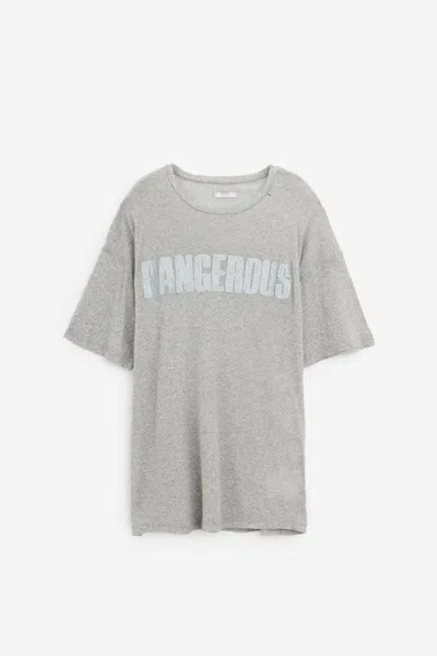 Erl Dangerous Cotton T-shirt In Grey