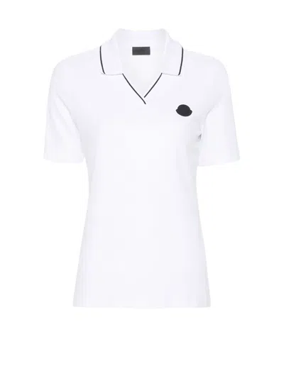 Moncler Logo-appliqué Polo Shirt In White
